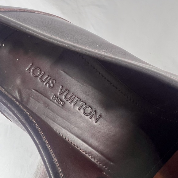 LOUIS VUITTON Brown Leather Lace Up Classic Oxfords Made in Italy 10 11US - Picture 14 of 17